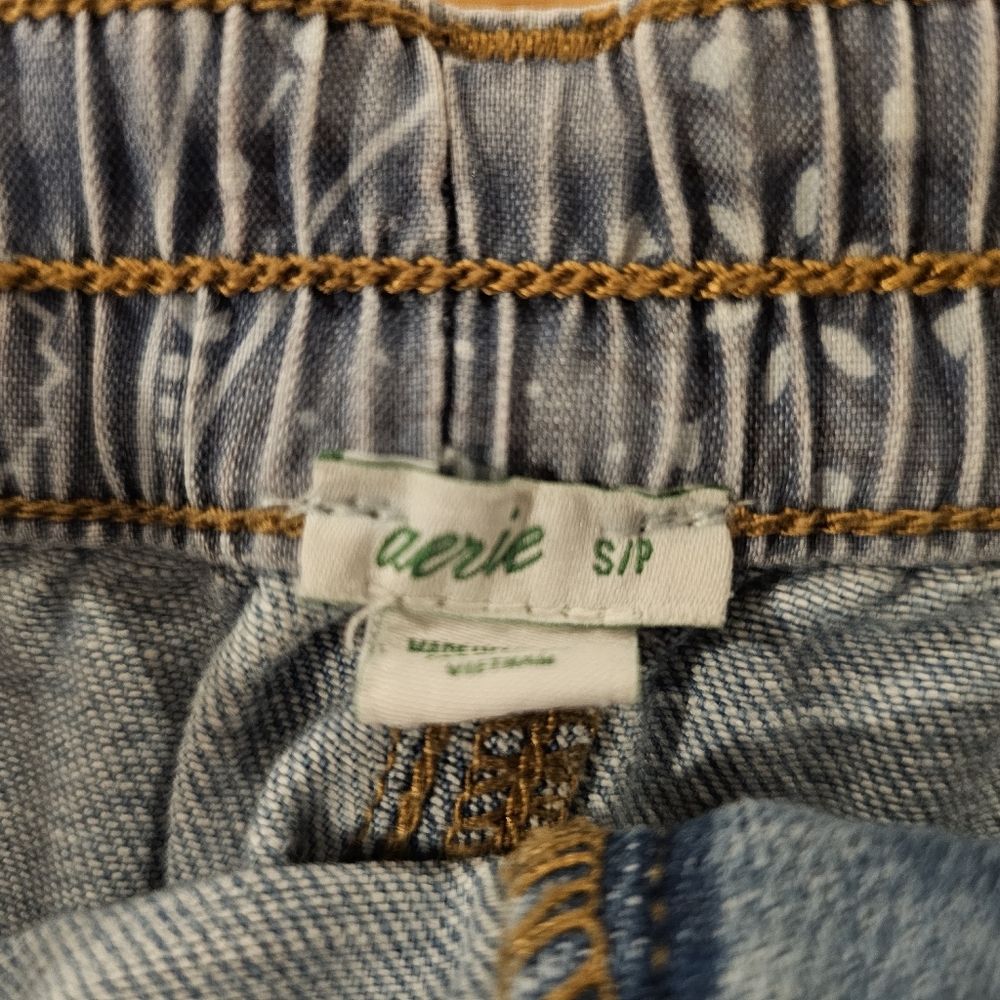 Aerie Blue Jean Shorts with Frayed Hem - Picture 3 of 3